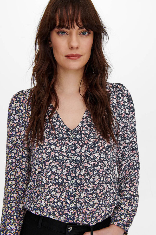 Springfield Printed long-sleeved blouse plava