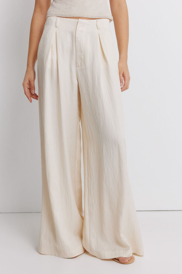 Springfield Pleated wide-leg trousers nude