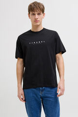 JJ REBEL kurz&auml;rmelig T-Shirt mit schlichtem Logo Schwarz