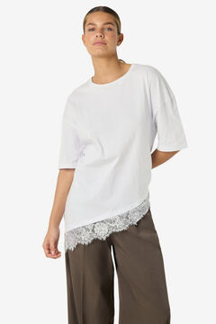 Noisy May T-shirt de manga curta com renda