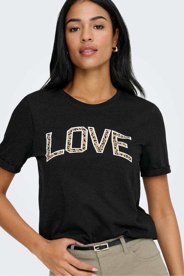 Only Camiseta texto frontal negro
