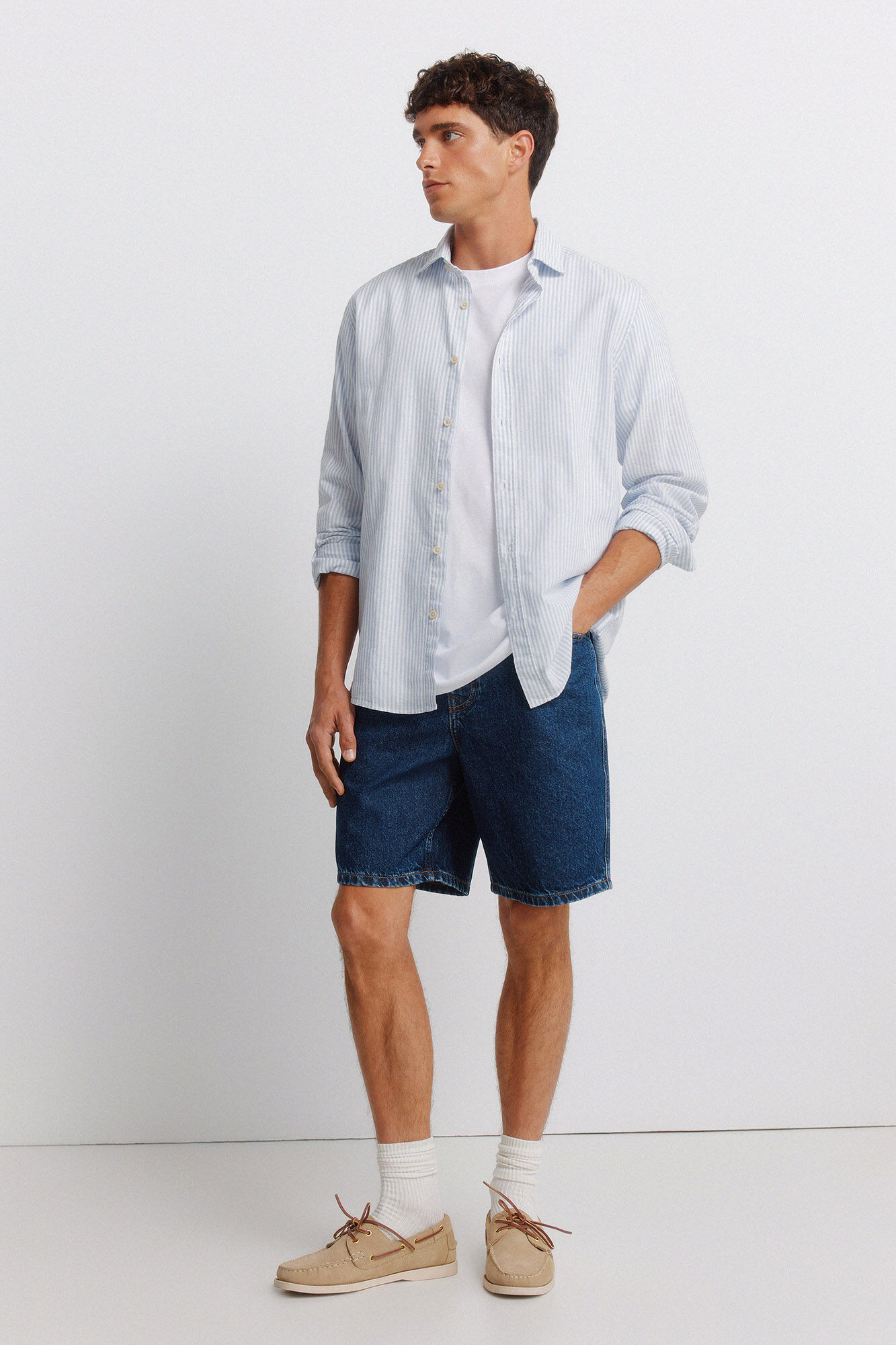 Springfield Straight fit denim Bermuda shorts
