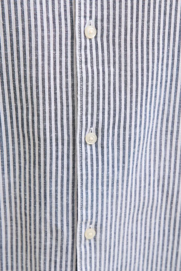 JJ REBEL Linen comfort fit shirt blue