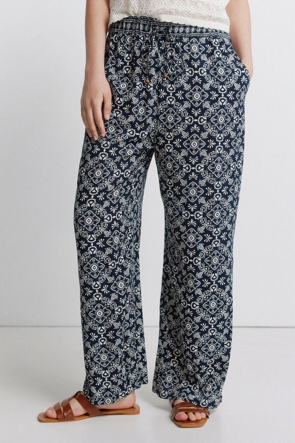 Springfield Printed fluid trousers green