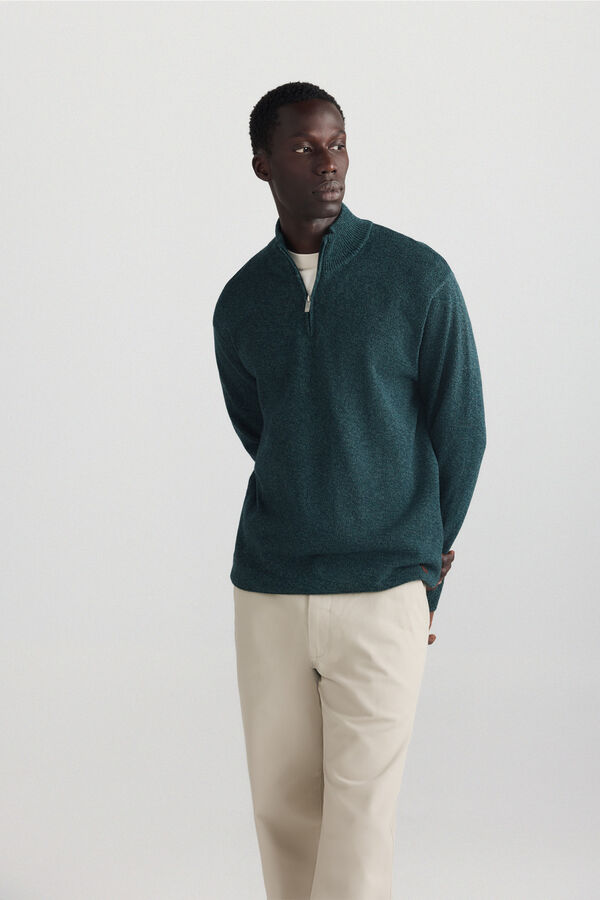 Springfield Plain funnel neck jumper green