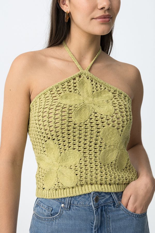 Tiffosi Top tricotado slim verde