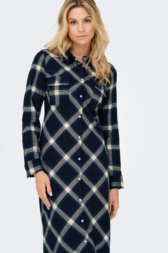 Only Vestido camiseiro comprido aos quadrados