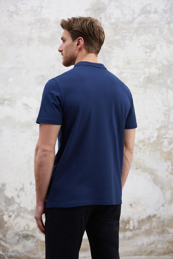Trendyol Polo de manga corta y cremallera azul
