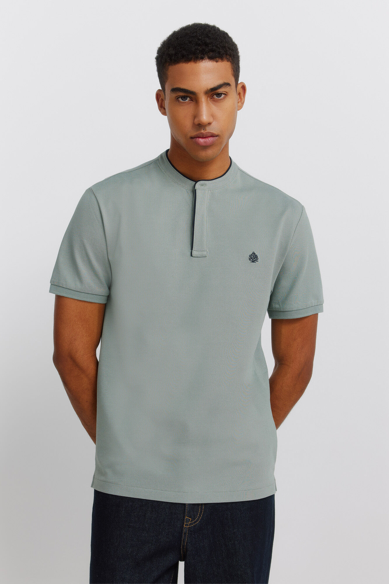 Springfield Piqu&eacute; Henley slim fit polo shirt