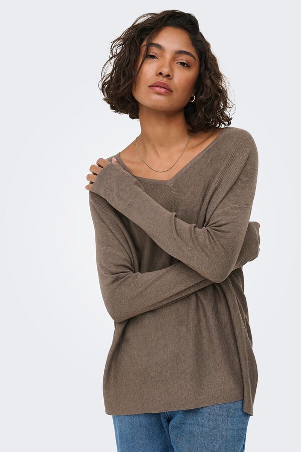 JDY V-neck fine knit jumper grey