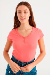 Inside Camiseta B&aacute;sica Botones rojo