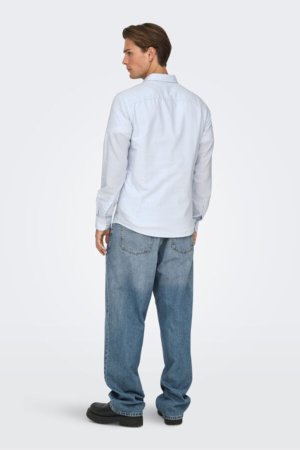 Only & Sons Oxford slim fit shirt blue