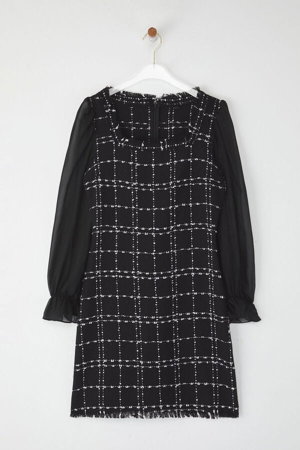 Trendyol Vestido de tweed negro