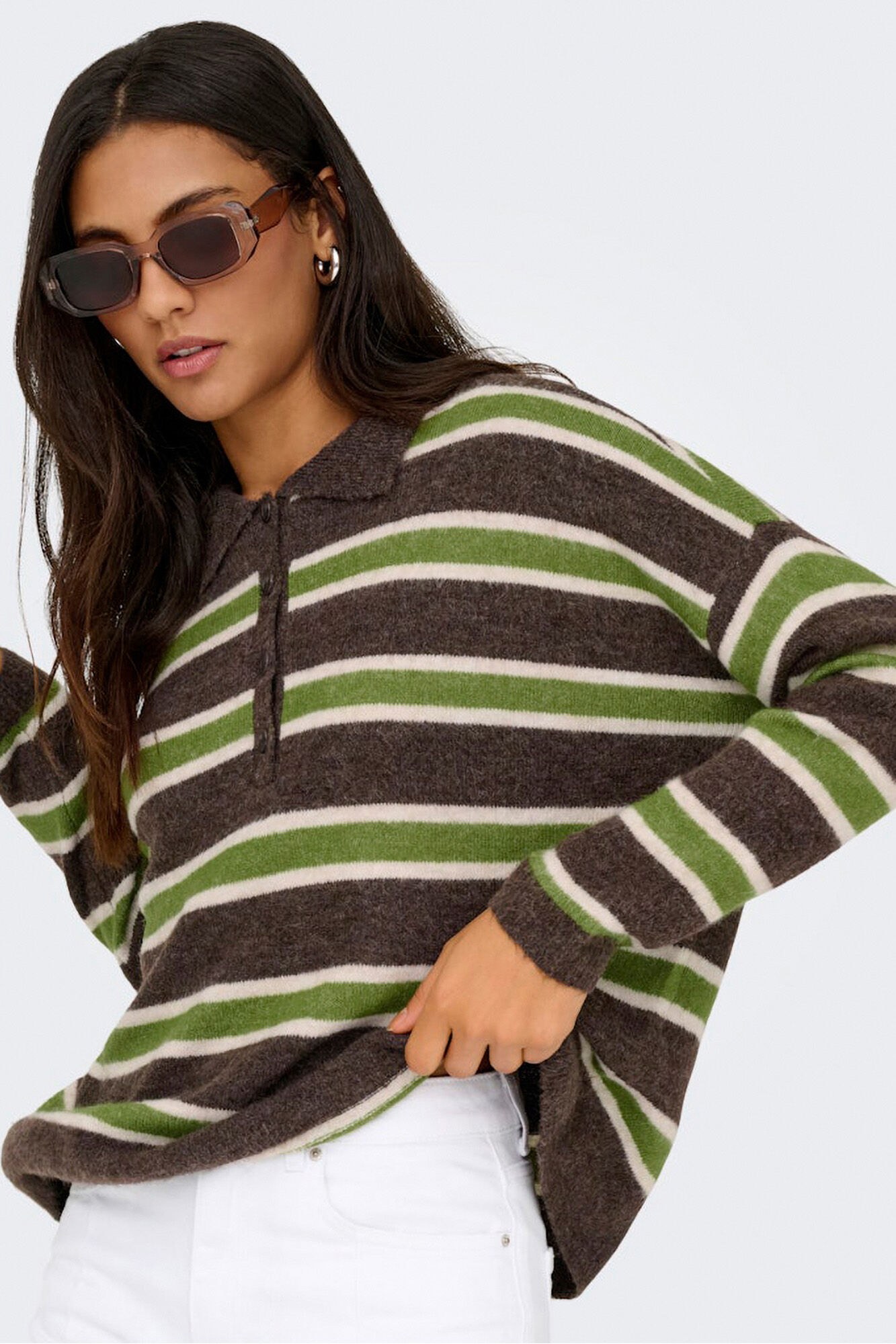 Only Polo de malha de manga comprida