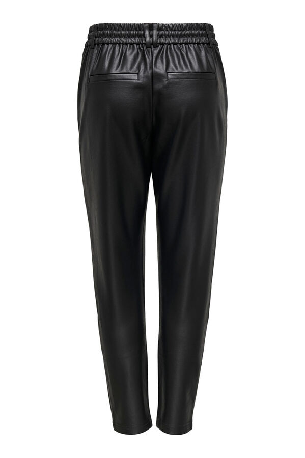 Springfield Faux leather drawstring trousers fekete