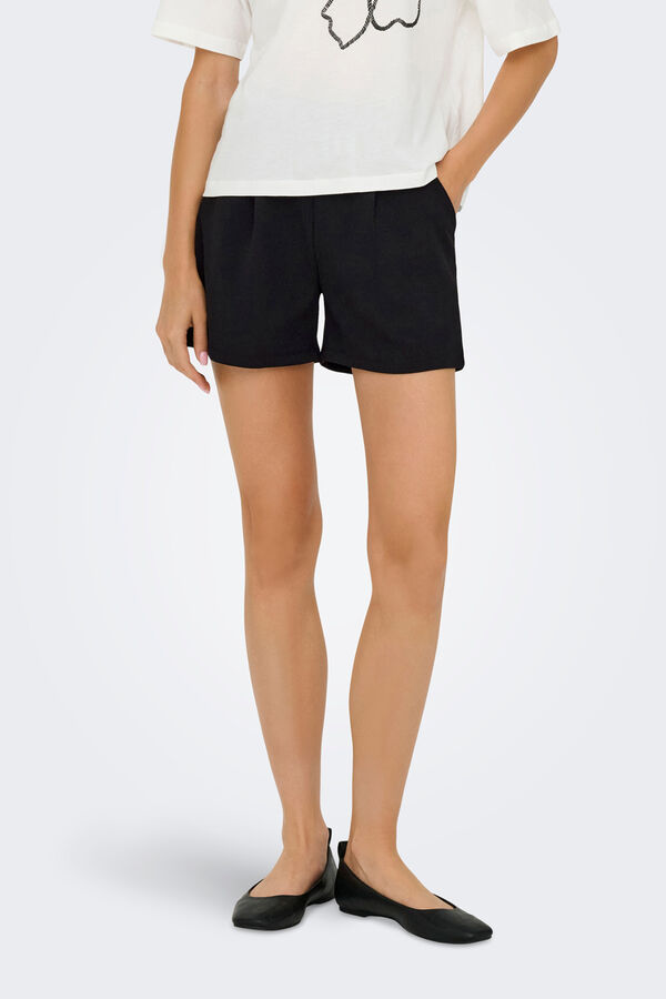 JDY Short de pinzas negro