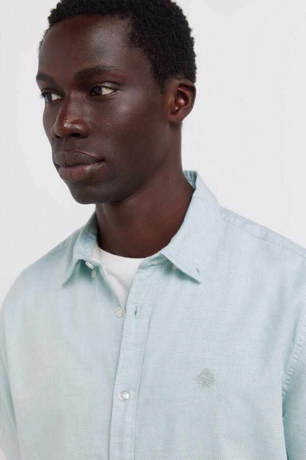 Springfield Two-tone structured short sleeve shirt green