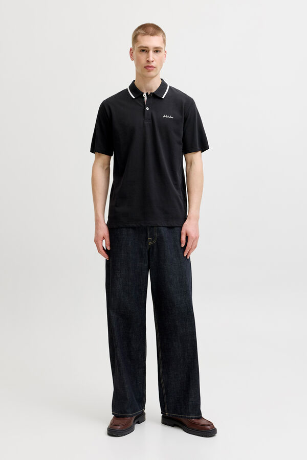Jack & Jones Polo em piqu&eacute; com logo preto