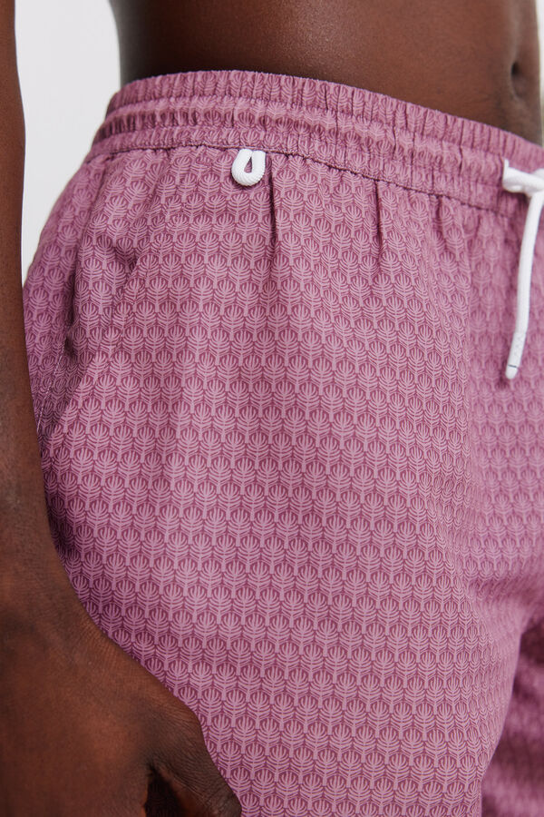 Springfield Fato de banho estampado de folhas com bolso de fecho-&eacute;clair vermelho