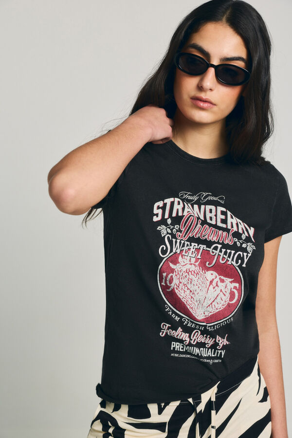 Only Printed short-sleeved T-shirt brown