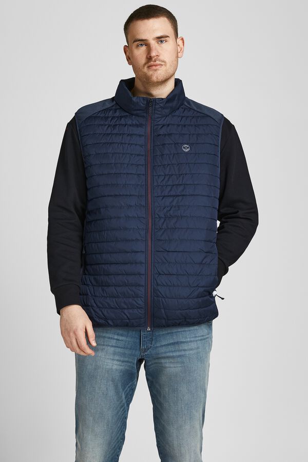 Jack & Jones PLUS Puffer gilet with hood blue