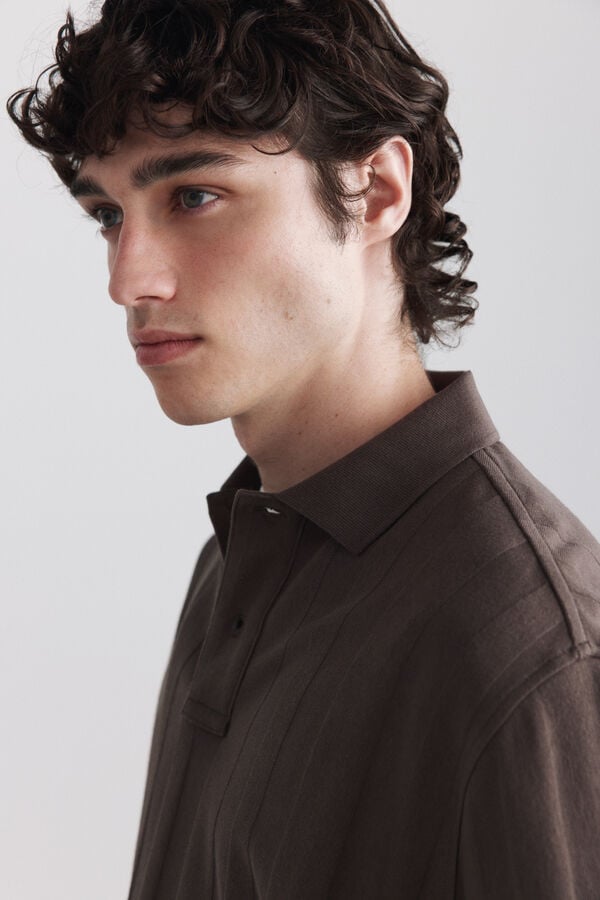 Springfield Regular fit structure polo shirt nude