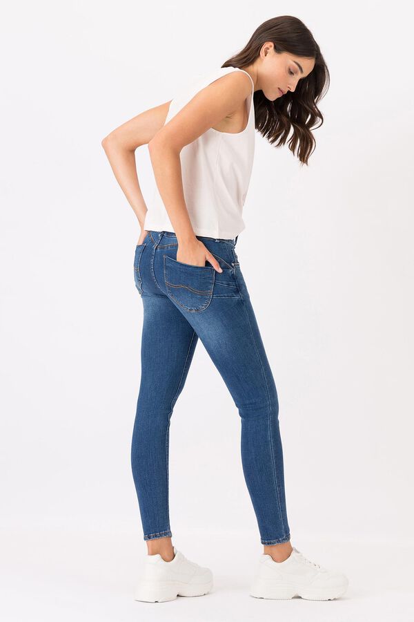Springfield Jeans Double-up Skinny Efeito Lavado azul aço