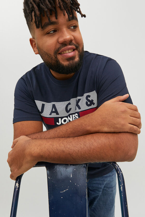 Jack & Jones PLUS Camiseta b&aacute;sica logo azul