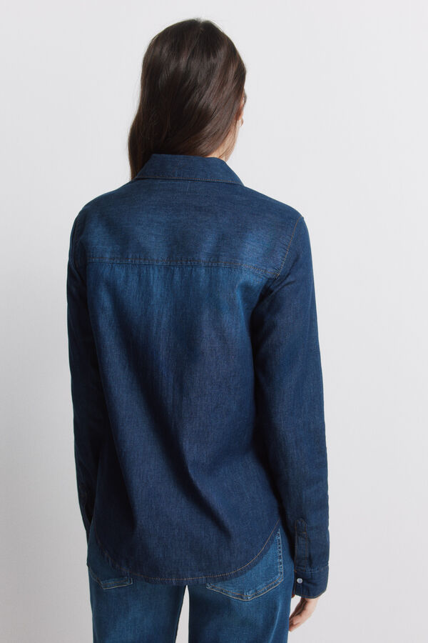 Springfield Denim shirt with cotton pockets blue