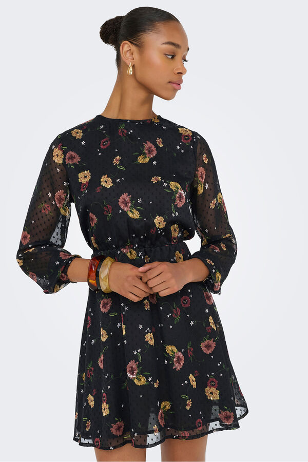 Only Vestido curto de chiffon com estampa floral preto