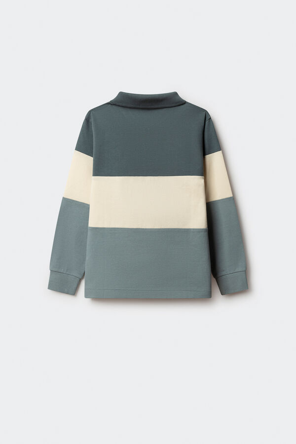 Springfield Kids Polo manga larga color block niño azul