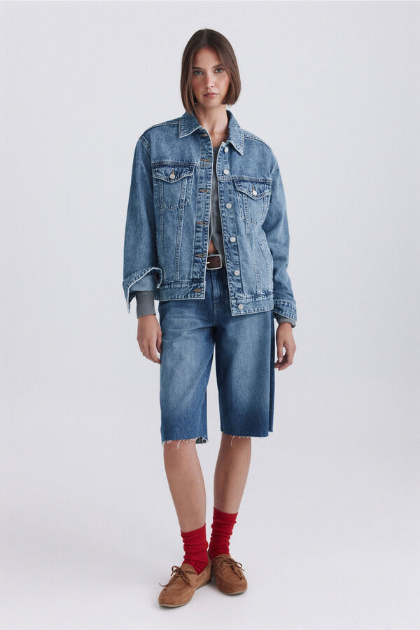 Springfield Blouson en denim oversize bleu