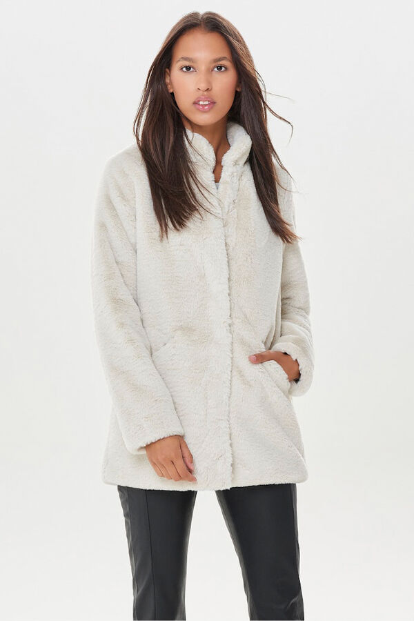 Only Sobretudo de pele sintética bege