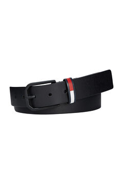 Springfield Tommy Jeans flag leather belt. noir