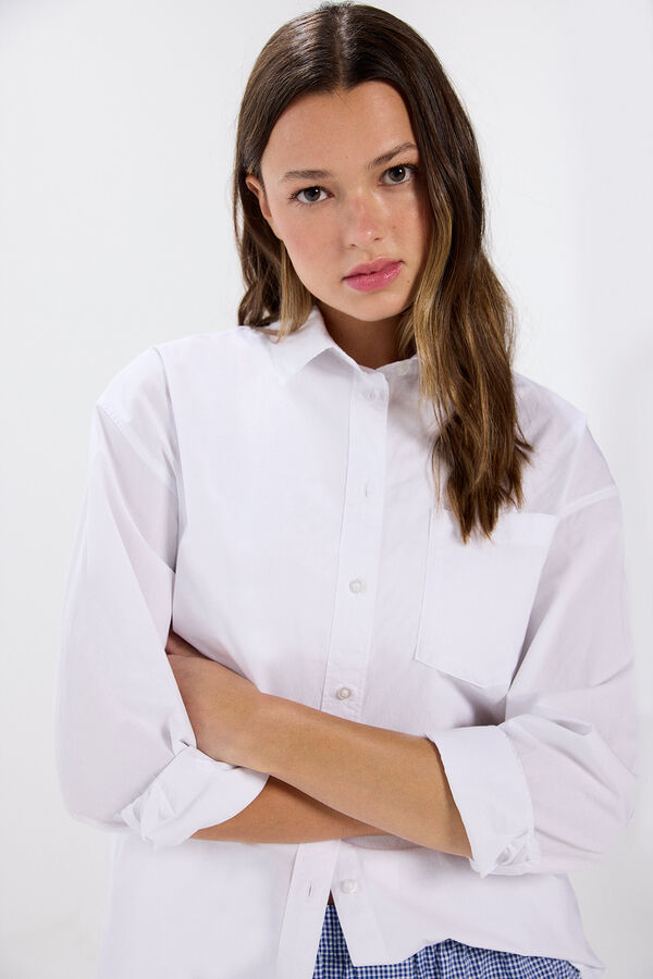 Springfield Oversized cotton shirt  white