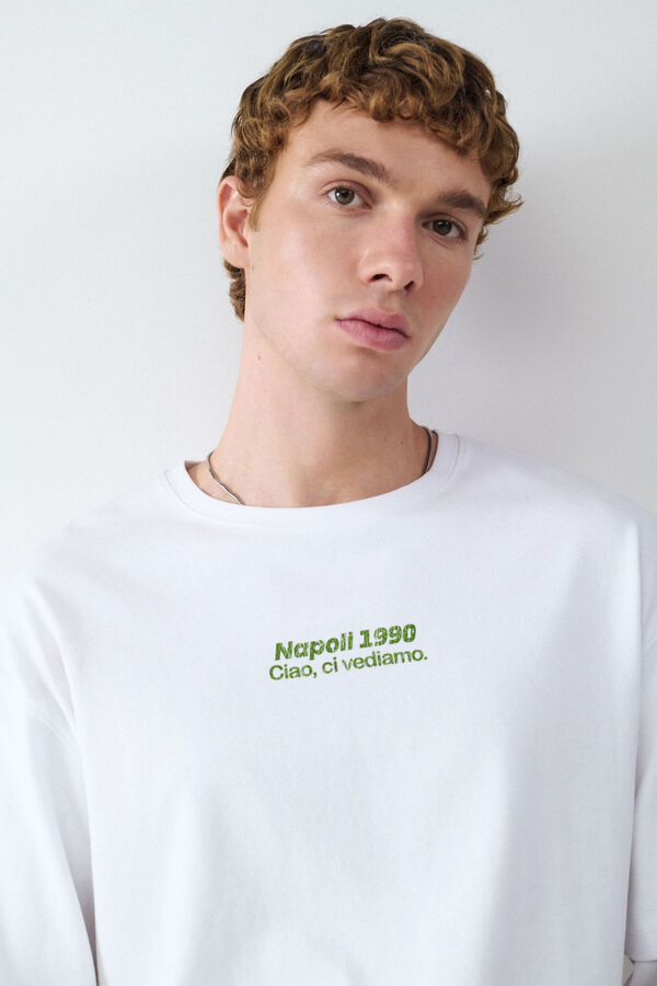 Balmohk Double- sleeve pizza print T-shirt  white