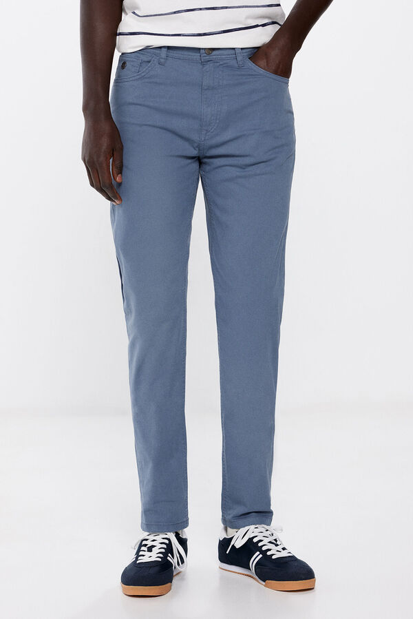 Springfield Pantalón ligero color slim fit azul medio