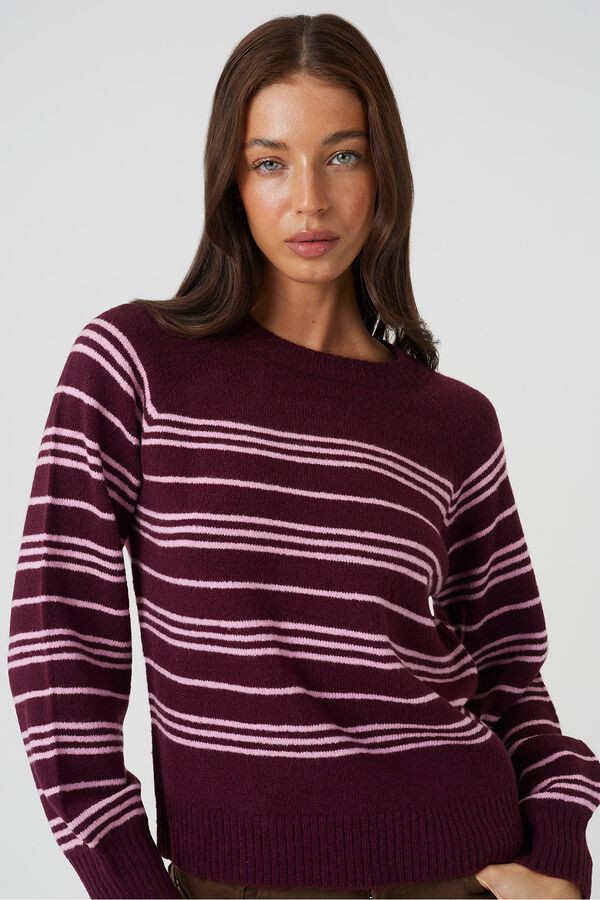 Brave Soul Camisola de riscas gola redonda vermelho