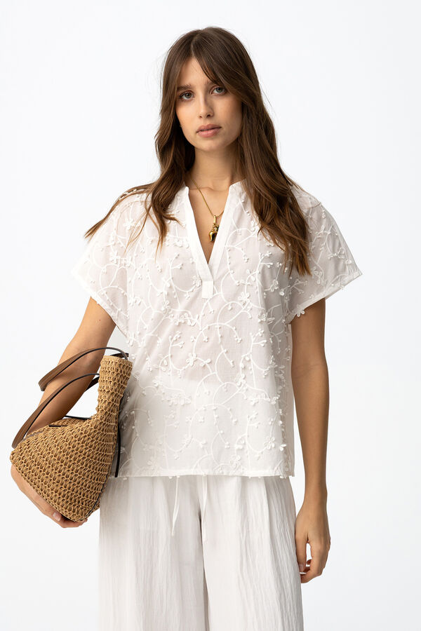 Tiffosi Blusa de manga curta e modelagem solta bege
