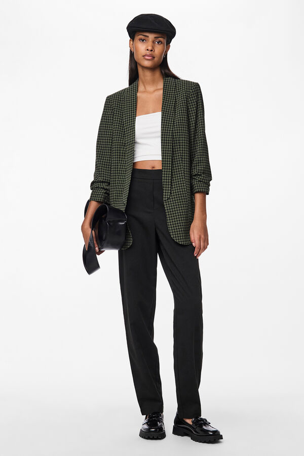 Pieces Printed three-quarter sleeve blazer green