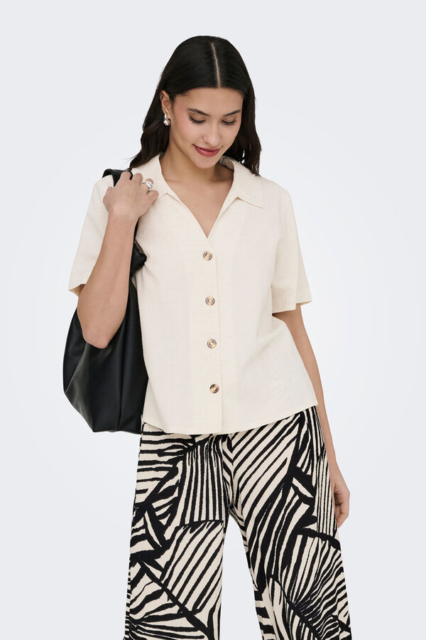 JDY Camisa manga corta lino gris