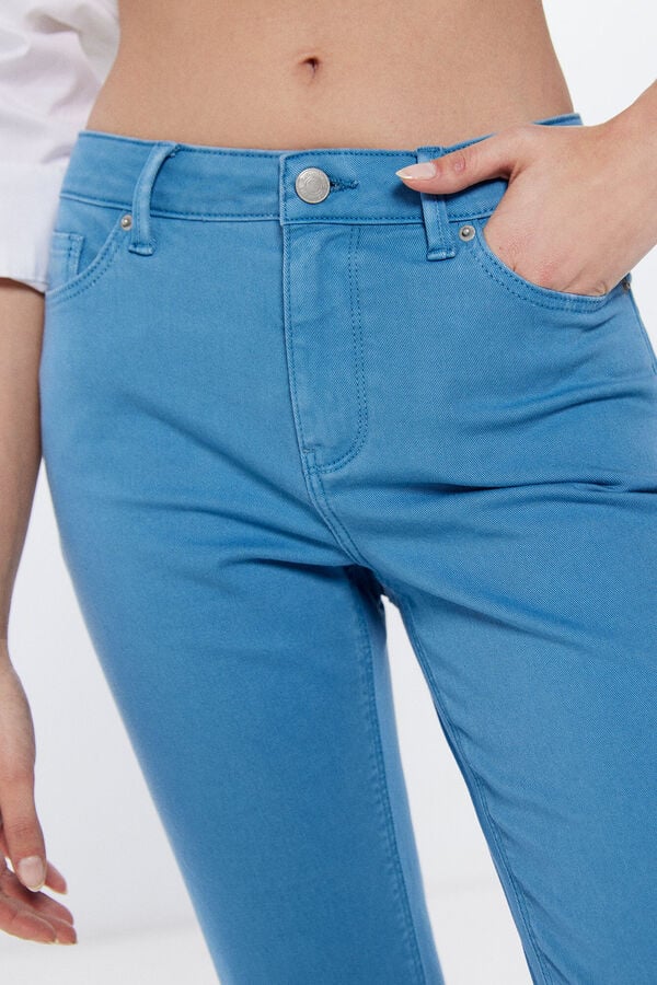 Springfield Slim cropped colour jeans indigo blue