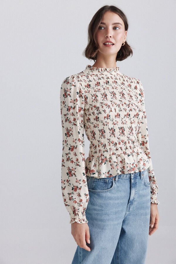 Springfield Floral honeycomb blouse blue
