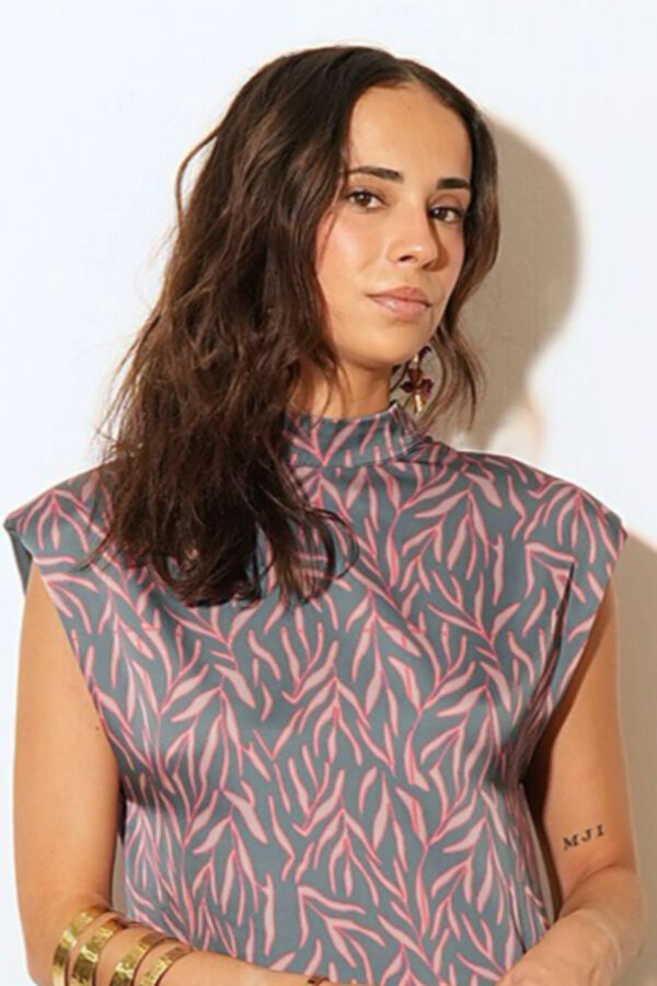 Cul Sac Midi dress with shoulder pads blue
