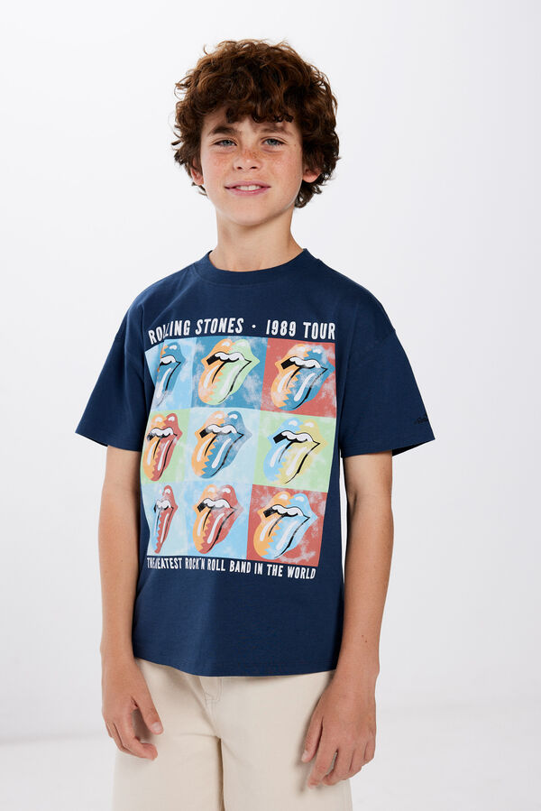 Springfield Rolling Stones-mintás fiúpóló kék