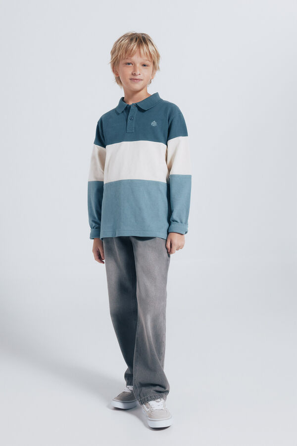 Springfield Kids Polo manga larga color block niño azul