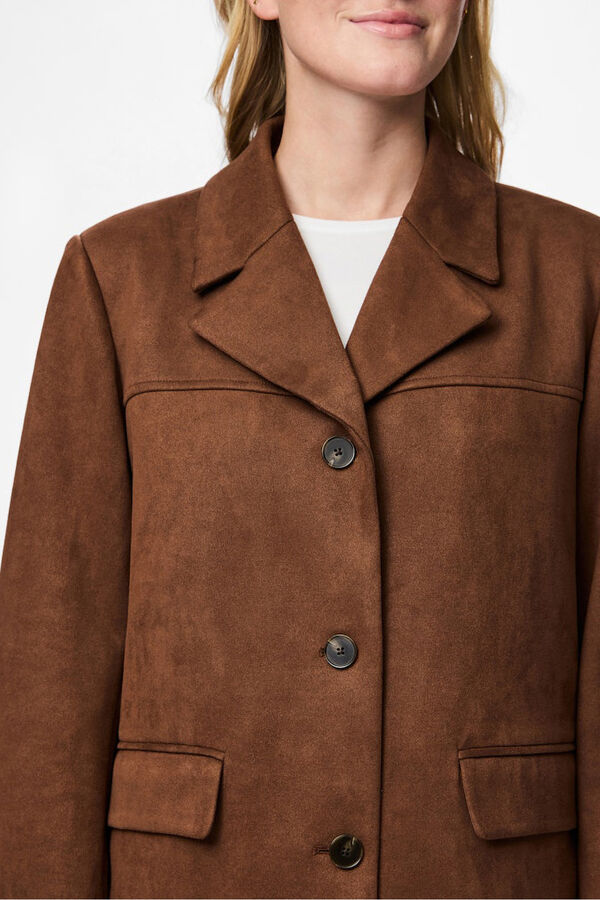 Pieces Chaqueta blazer antelina marrón