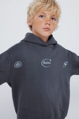 Springfield Kids Sweatshirt "Abrace a bagun&ccedil;a" para capuz cinzento