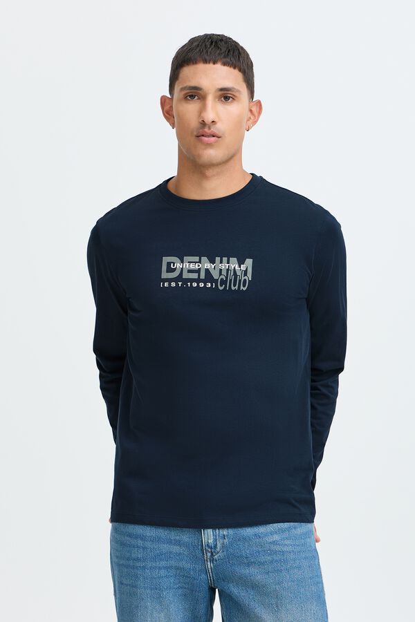 Blend Cotton long sleeve T-shirt bleu