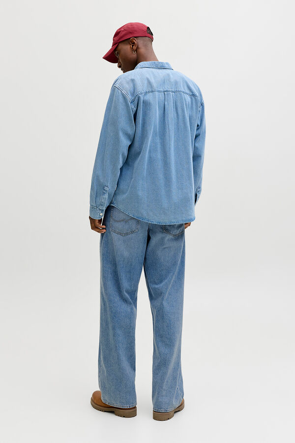 Jack & Jones Cotton wide leg mid-rise jeans bleu